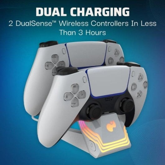 Soporte de recarga Turtle Beach PDP PS5 Afterglow Wave Dual Charger RGB Blanco