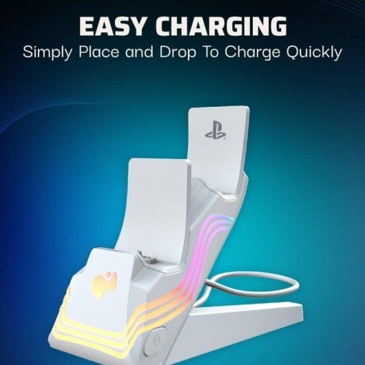 Soporte de recarga Turtle Beach PDP PS5 Afterglow Wave Dual Charger RGB Blanco