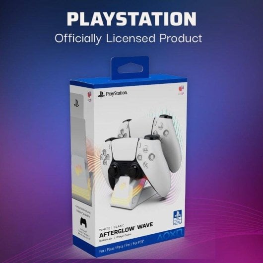 Soporte de recarga Turtle Beach PDP PS5 Afterglow Wave Dual Charger RGB Blanco