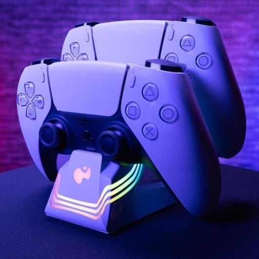 Soporte de recarga Turtle Beach PDP PS5 Afterglow Wave Dual Charger RGB Blanco