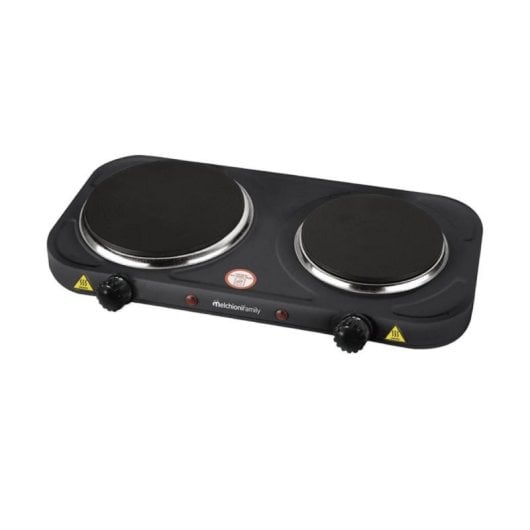 Placa Elétrica Melchioni COOK 2 1500W 2 Zonas Ferro Fundido Termostatos Reguláveis Preta