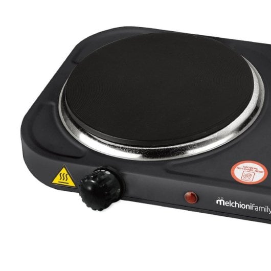 Placa Elétrica Melchioni COOK 2 1500W 2 Zonas Ferro Fundido Termostatos Reguláveis Preta