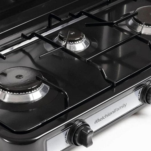 Hornillo a gas Melchioni Family Minerva New 3 portátil 3 quemadores exterior negro