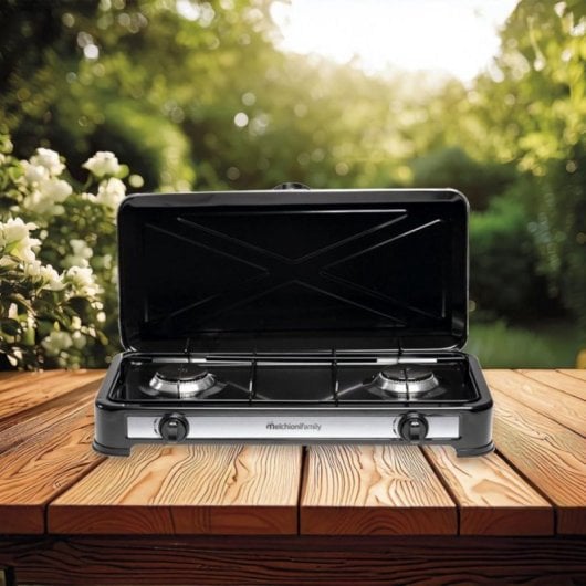 Gaskocher Melchioni Family Minerva New 2 tragbar 2 Hochleistungsbrenner schwarz