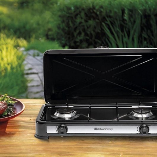 Gaskocher Melchioni Family Minerva New 2 tragbar 2 Hochleistungsbrenner schwarz