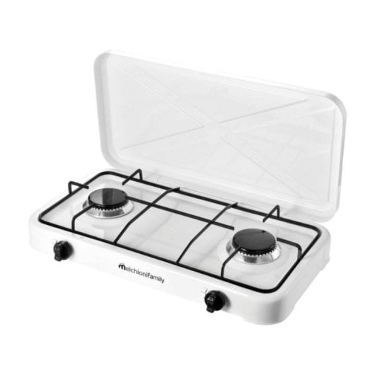 Hornillo de gas Melchioni Family Minerva New 2 quemadores alto rendimiento exterior blanco
