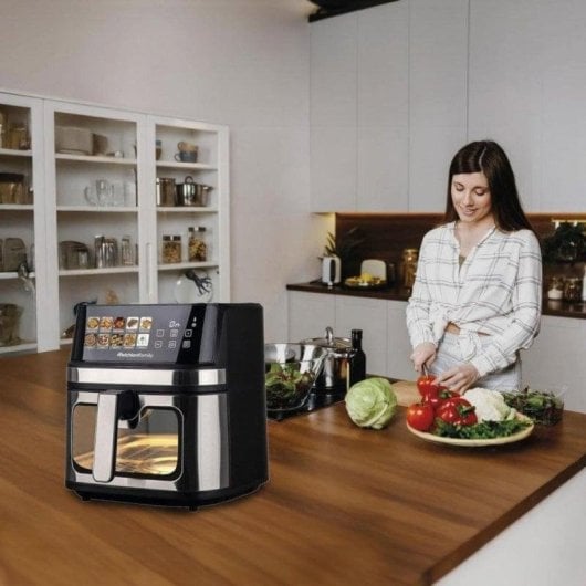 Fritadeira de Ar Melchioni Gaia Plus 8L 2200W dupla resistência LED