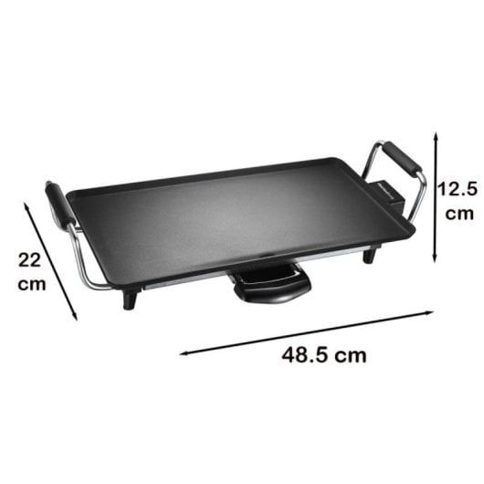 Placa de Cozinha Melchioni Atena 2000W Superfície Antiadherente 43x23 cm Termostato Preto