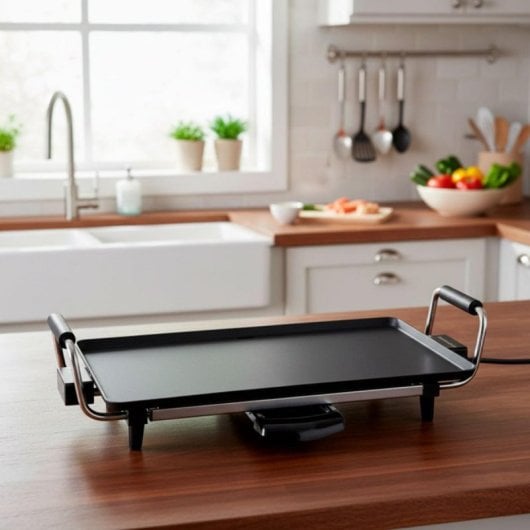 Placa de Cozinha Melchioni Atena 2000W Superfície Antiadherente 43x23 cm Termostato Preto