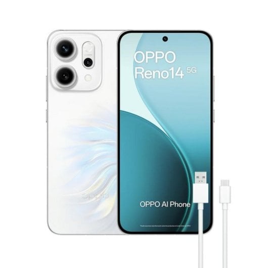 Oppo Reno14 12 Go 512 Go 6,59" AMOLED 5G Double SIM Caméra 50 MP Batterie 6000mAh IP68 Android Blanc