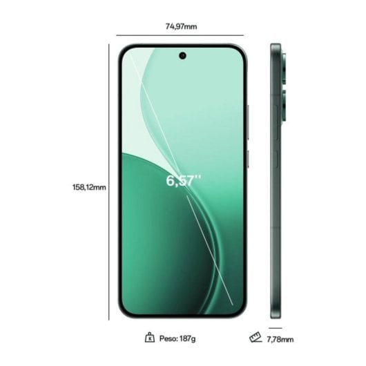 Oppo Reno14 FS 12GB 512GB 6.57" AMOLED 120Hz 5G Dual SIM Cámara 50MP IP68 Android Verde