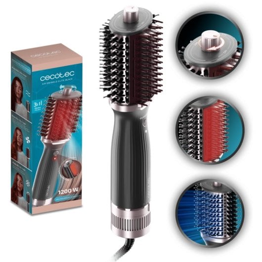 Brosse lissante Cecotec Air DryBold Elite Black 1200W ionique 3 modes céramique