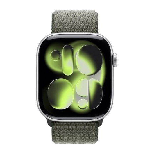 Bracelet Apple MFFJ4ZM/A Sport Loop Vert Nylon Recyclé pour Apple Watch 44/45/46/49 mm
