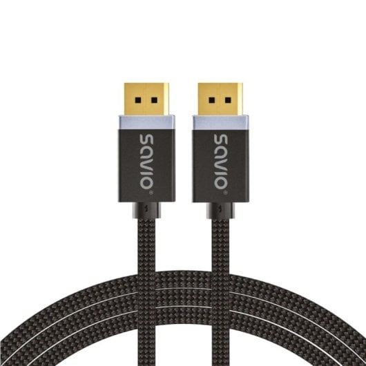 DisplayPort Kabel Savio CL-165 1 m 8K 60 Hz 1.4 Schwarz Baumwollummantelung