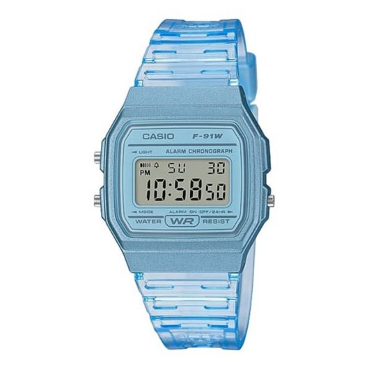 Montre Casio Collection F-91WS-2EF Femme Digital Bleu Etanche Chronographe Alarme