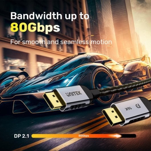 Câble DisplayPort UNITEK C1626GY01-1M 1m DisplayPort 2.1 8K HDR Or