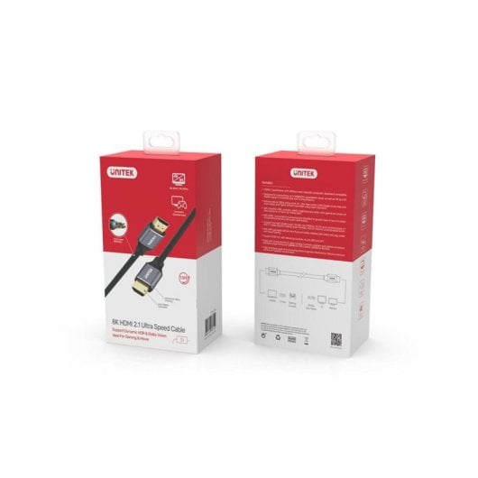 Câble HDMI UNITEK C139W 3 m HDMI 2.1 Noir Gris 48 Gbit/s