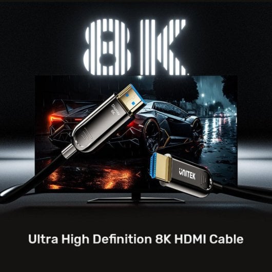 Cable HDMI UNITEK C11085GY01-20M 20m 2.1 3D ARC HDR10 48Gbps Negro