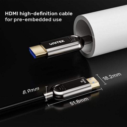 Cable HDMI UNITEK C11085GY01-20M 20m 2.1 3D ARC HDR10 48Gbps Negro