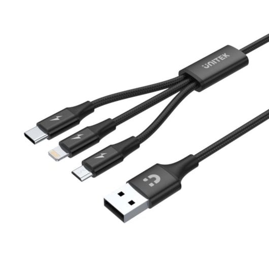 Cable UNITEK C14049BK USB C a Micro-USB B Lightning 1,2 m Negro
