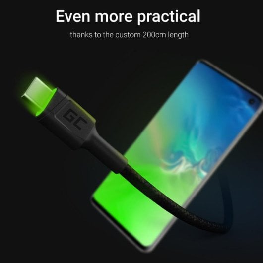 Cable Green Cell KABGC13 USB A a USB C 2 m con iluminación led verde