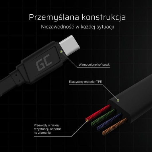 Cable USB A Green Cell KABGC03 0,25 m USB C Transferencia 0,48 Gbit/s Negro