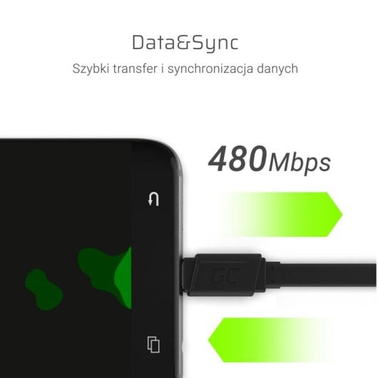 Cable USB A Green Cell KABGC03 0,25 m USB C Transferencia 0,48 Gbit/s Negro