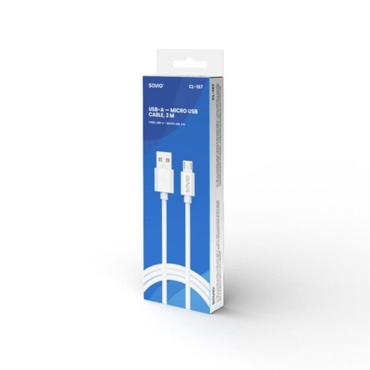 Cable USB Savio CL-167 3 m Blanco carga rápida USB 2.0 Micro USB
