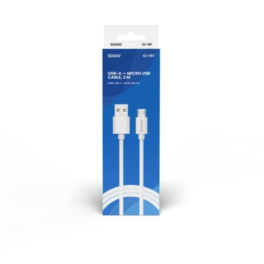 Cable USB Savio CL-167 3 m Blanco carga rápida USB 2.0 Micro USB