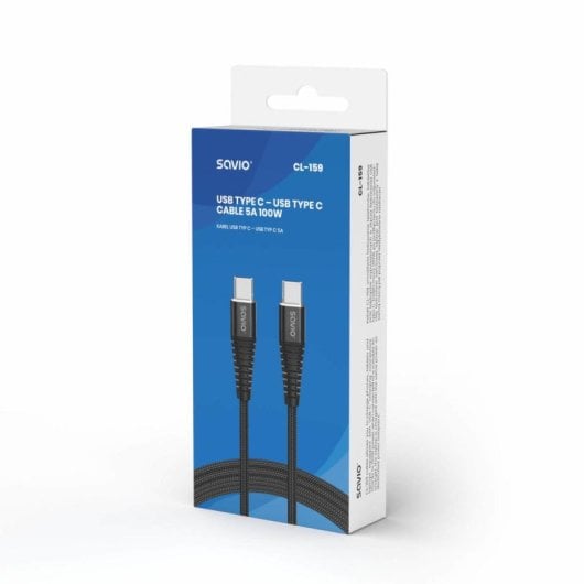 Cable USB C Savio CL-159 1m 100W USB 2.0 Negro