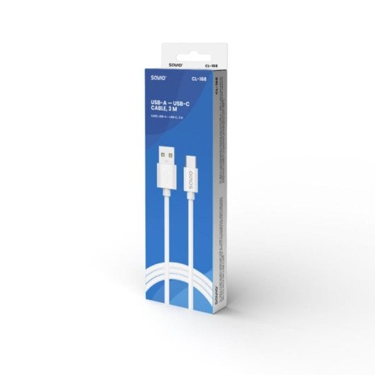 Cable USB Savio CL-168 USB-A a USB-C 3 m Blanco Fast Charge