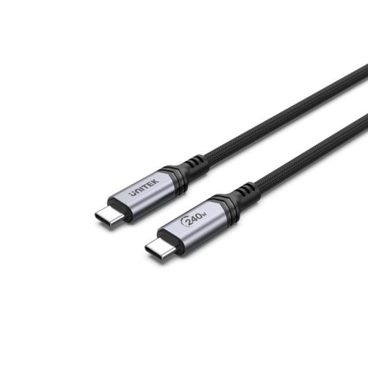 Cable USB C UNITEK C14110GY-2M 2 m USB 3.2 Gen 1 carga rápida 240 W negro