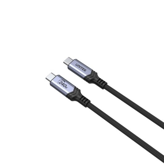 Cable USB C UNITEK C14110GY-2M 2 m USB 3.2 Gen 1 carga rápida 240 W negro