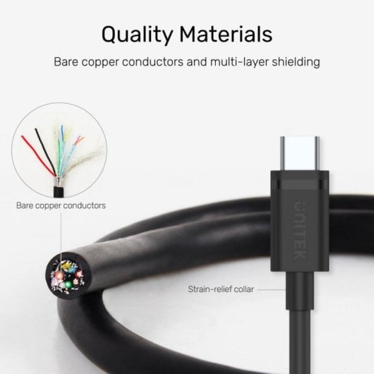 Cable USB UNITEK C14103BK-2M 2m USB-A a USB-C USB 3.2 Negro
