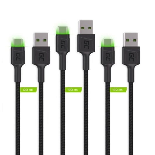 Cable Green Cell KABGCSET02 USB A a USB C 1,2 m 0,48 Gbit/s Negro