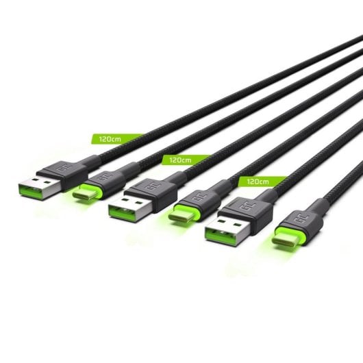 Cable Green Cell KABGCSET02 USB A a USB C 1,2 m 0,48 Gbit/s Negro