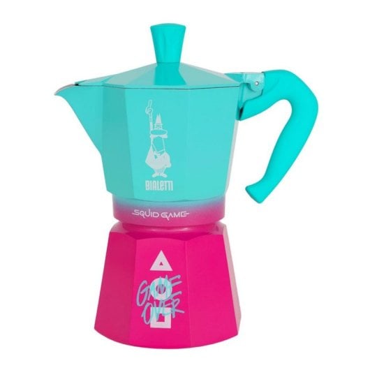 Caffettiera Moka Italiana Bialetti 0005393 6 Tazze Alluminio Blu Rosa Termoplastica