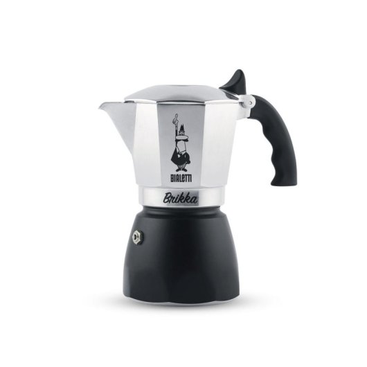 Caffettiera Moka Bialetti Brikka 2 Tazze 0.1L Alluminio Nero Impugnatura Termoplastica