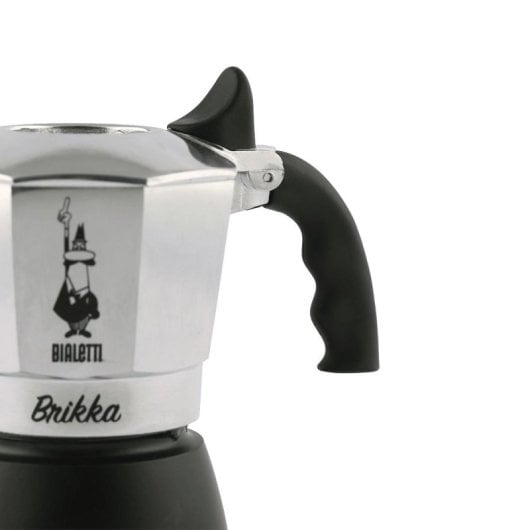 Caffettiera Moka Bialetti Brikka 2 Tazze 0.1L Alluminio Nero Impugnatura Termoplastica