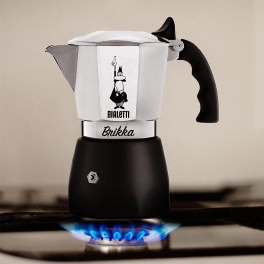 Caffettiera Moka Bialetti Brikka 2 Tazze 0.1L Alluminio Nero Impugnatura Termoplastica