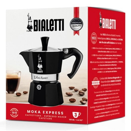 Caffettiera Moka Bialetti Moka Express 3 tazze alluminio nero