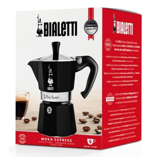 Caffettiera Moka Bialetti Moka Express 6 tazze Alluminio Nero