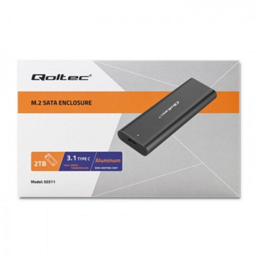 Caja SSD Externa Qoltec 50311 M.2 SATA USB Type-C Negro Compacta