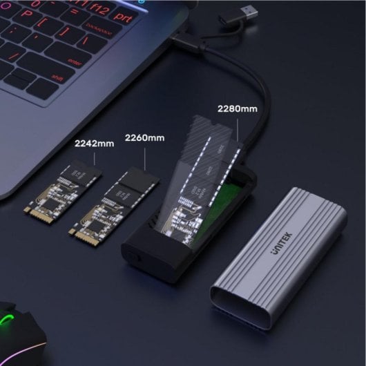 Caja SSD UNITEK SolidForce Reefer M.2 NVMe Aluminio Gris USB-C 10 Gbit/s