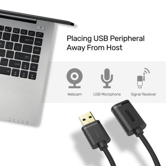 Cabo USB UNITEK Y-C456GBK 0,5 m Type-A Macho-Fêmea Dourado Preto