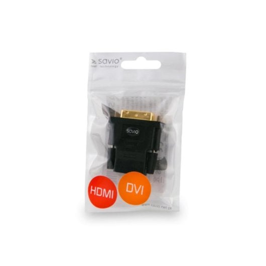 Adapter Savio CL-21 DVI-D 24+1 Stecker HDMI Buchse vergoldet Schwarz