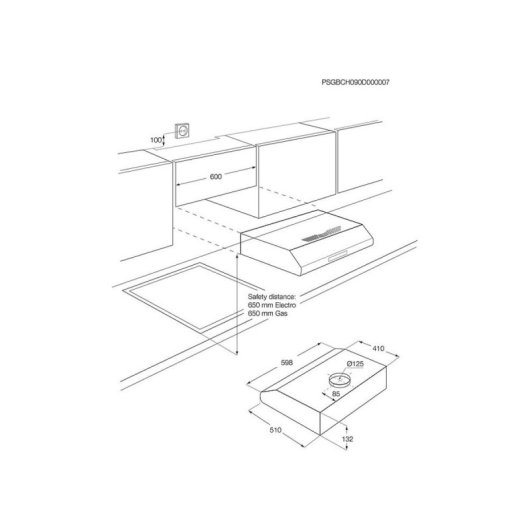 Campana extractora Electrolux LFU216X Canalisation/Recirculation 60cm acier inoxydable LED