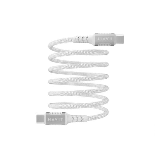 Câble USB-C Havit 6939119077556 1 m Male-Male Argent Blanc Power Delivery 60W