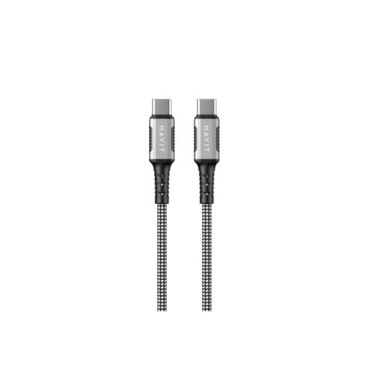 Câble USB C Havit 6939119077549 1 m Noir Argent Blanc Power Delivery 60 W