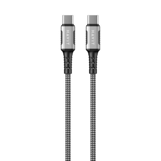 Câble USB C Havit 6939119077549 1 m Noir Argent Blanc Power Delivery 60 W